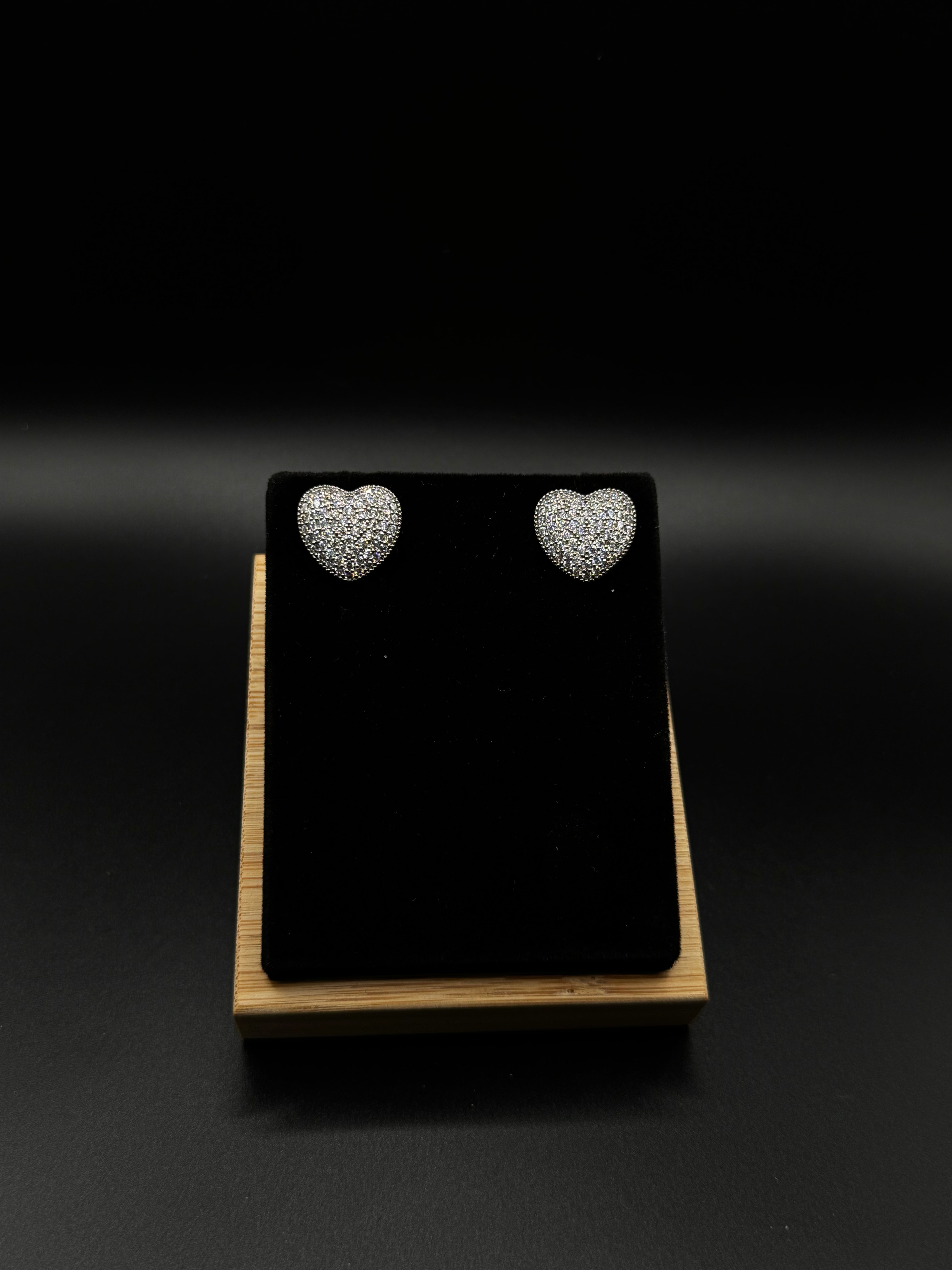 Heart Earrings Paved with Clear  Zirconia
