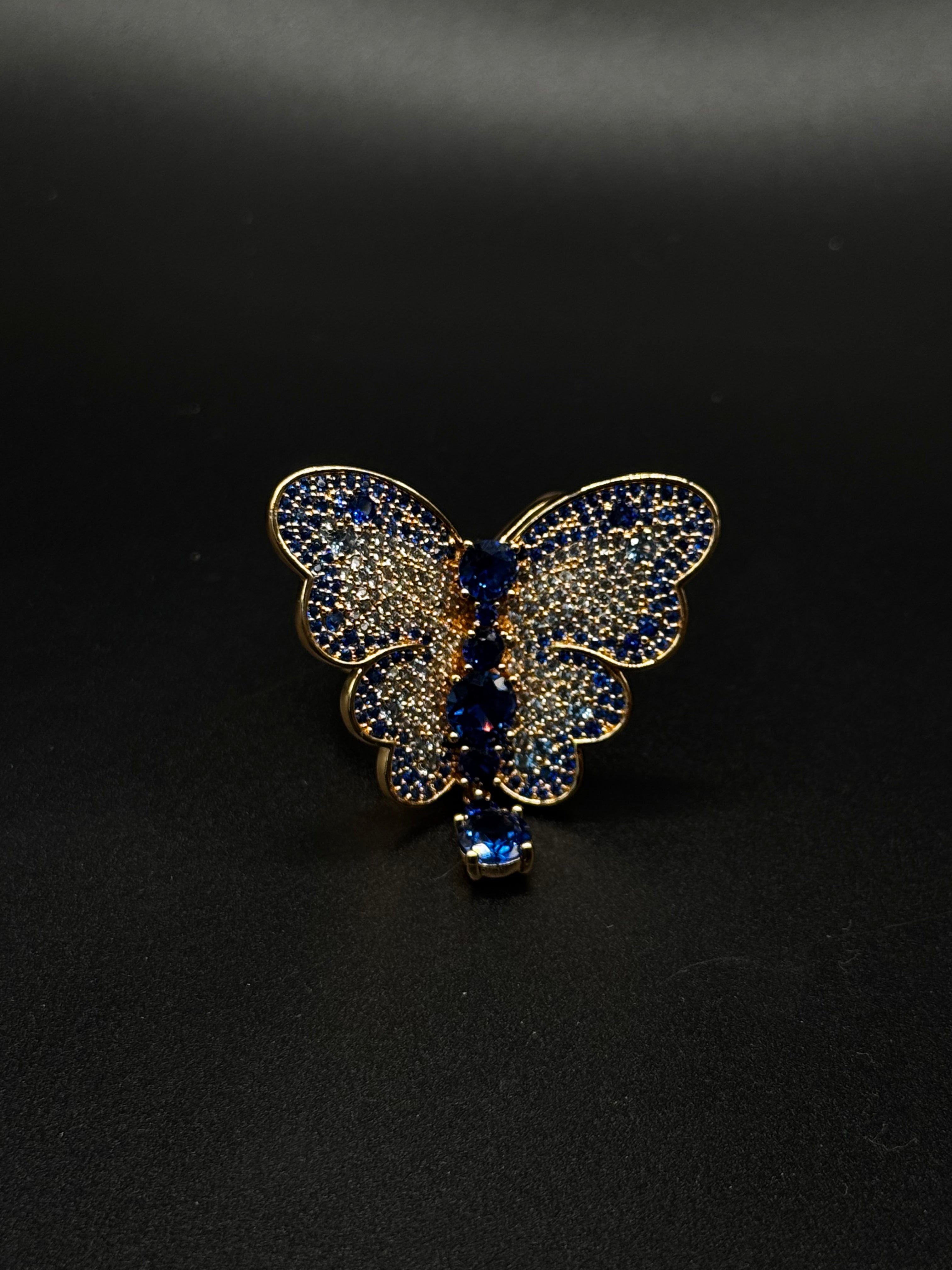 18K Gold-Plated Butterfly Set with Sapphire Cubic Zirconia
