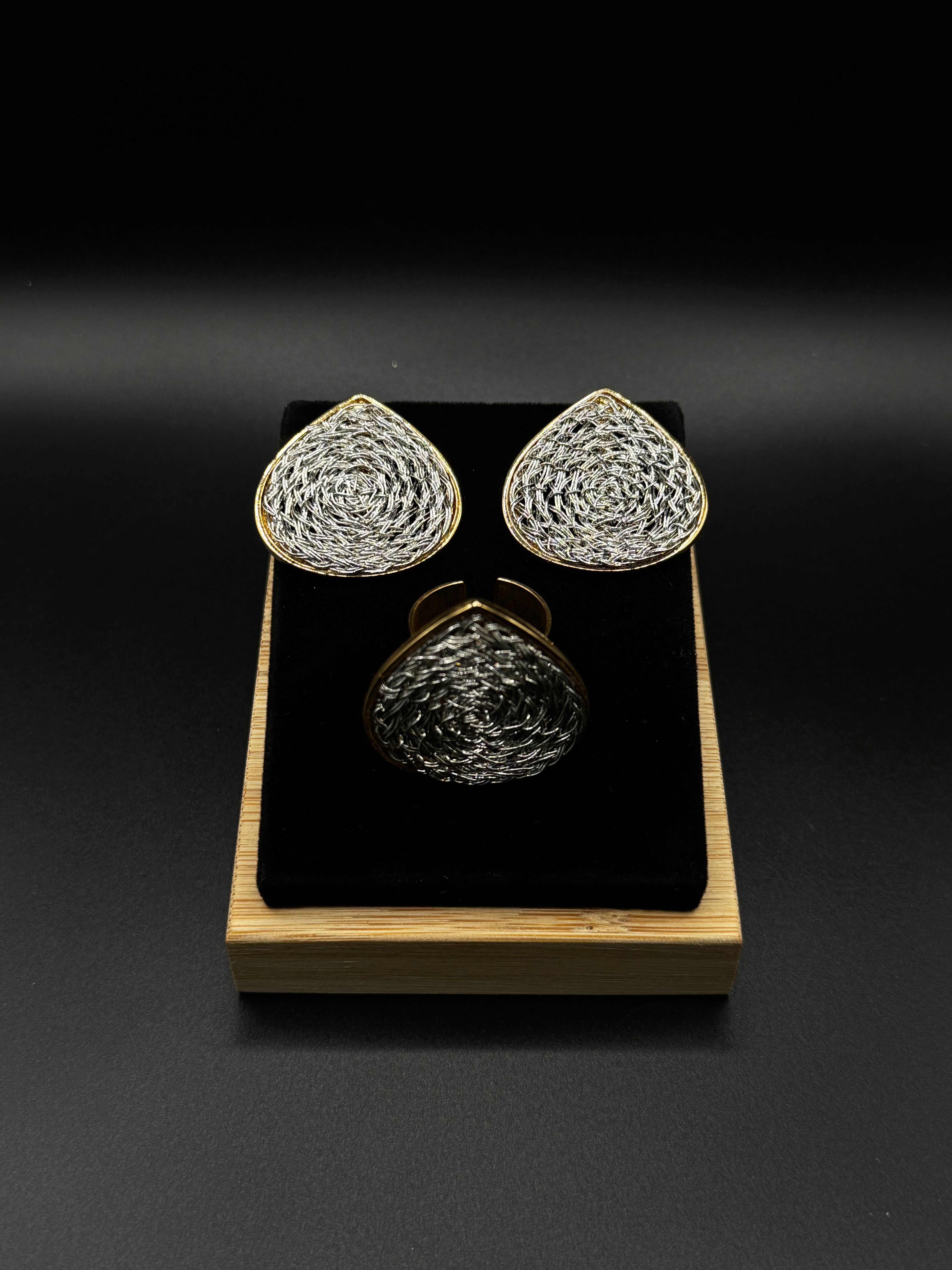 Handcrafted Dual-Plated Set with Adjustable Ring