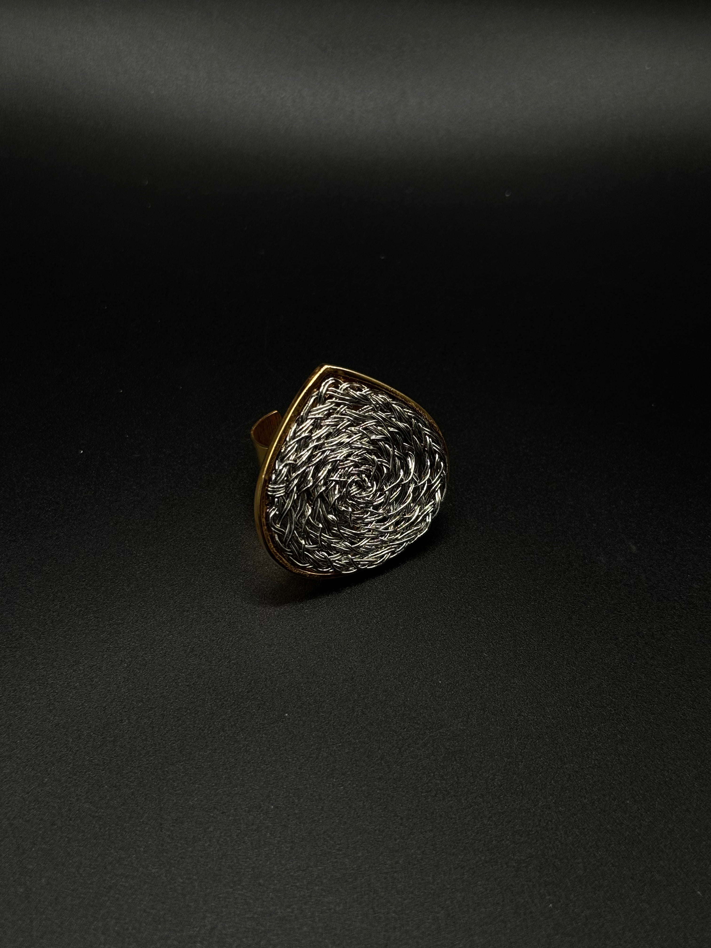 Handcrafted Dual-Plated Set with Adjustable Ring