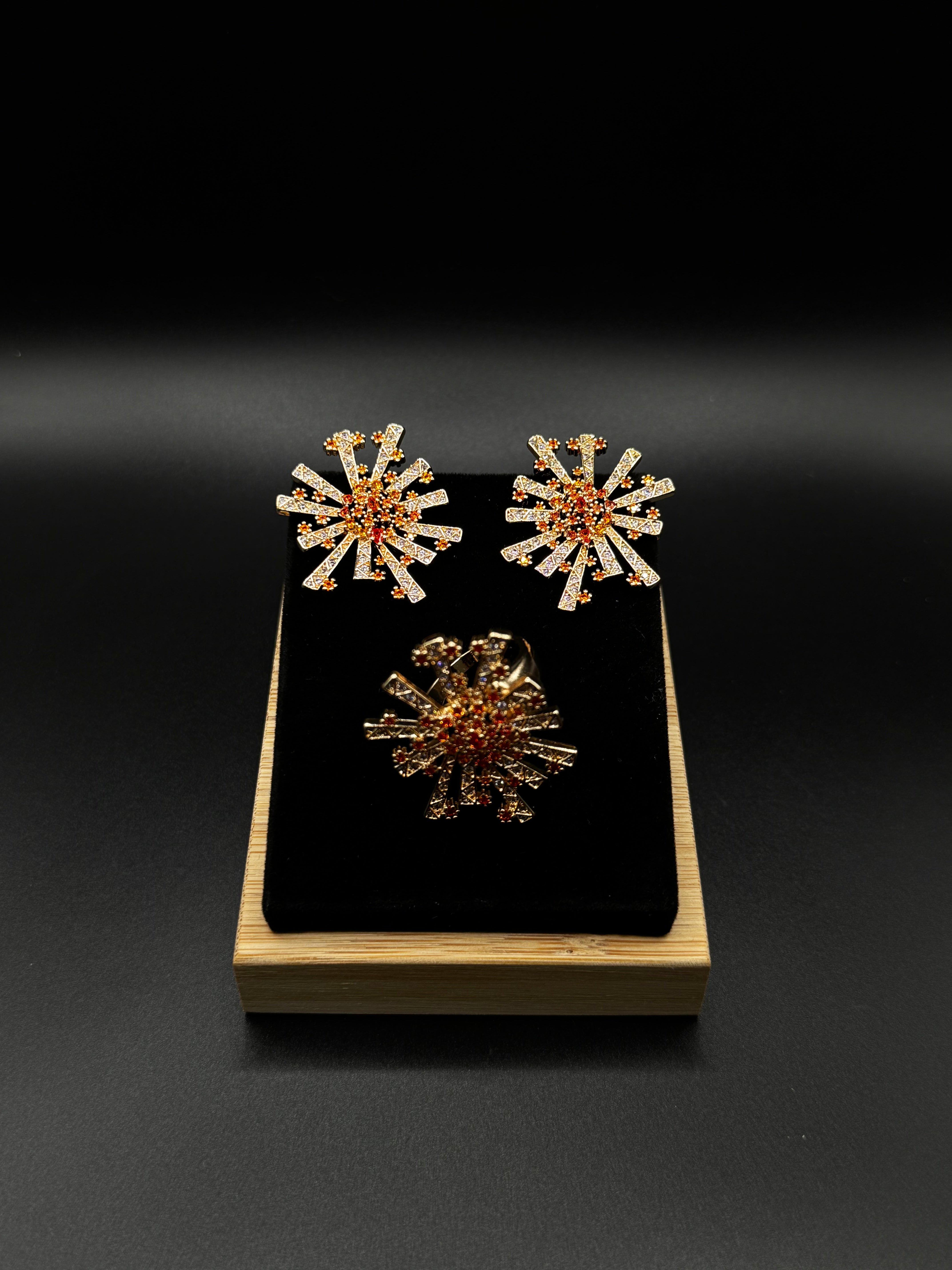 18K Gold-Plated Set Paved with Cubic Zirconia