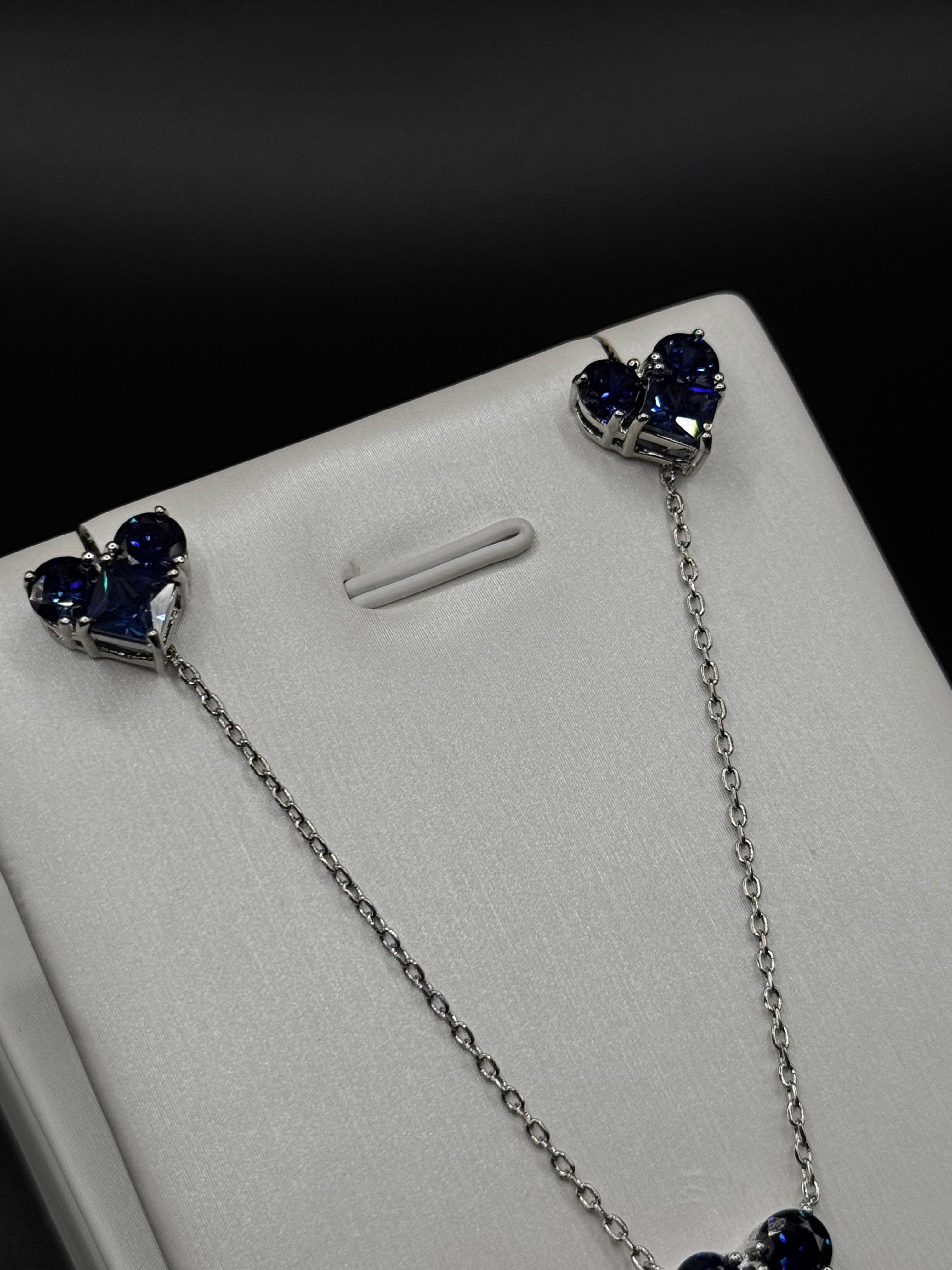 Rhodium-Plated Set with Heart Pendant