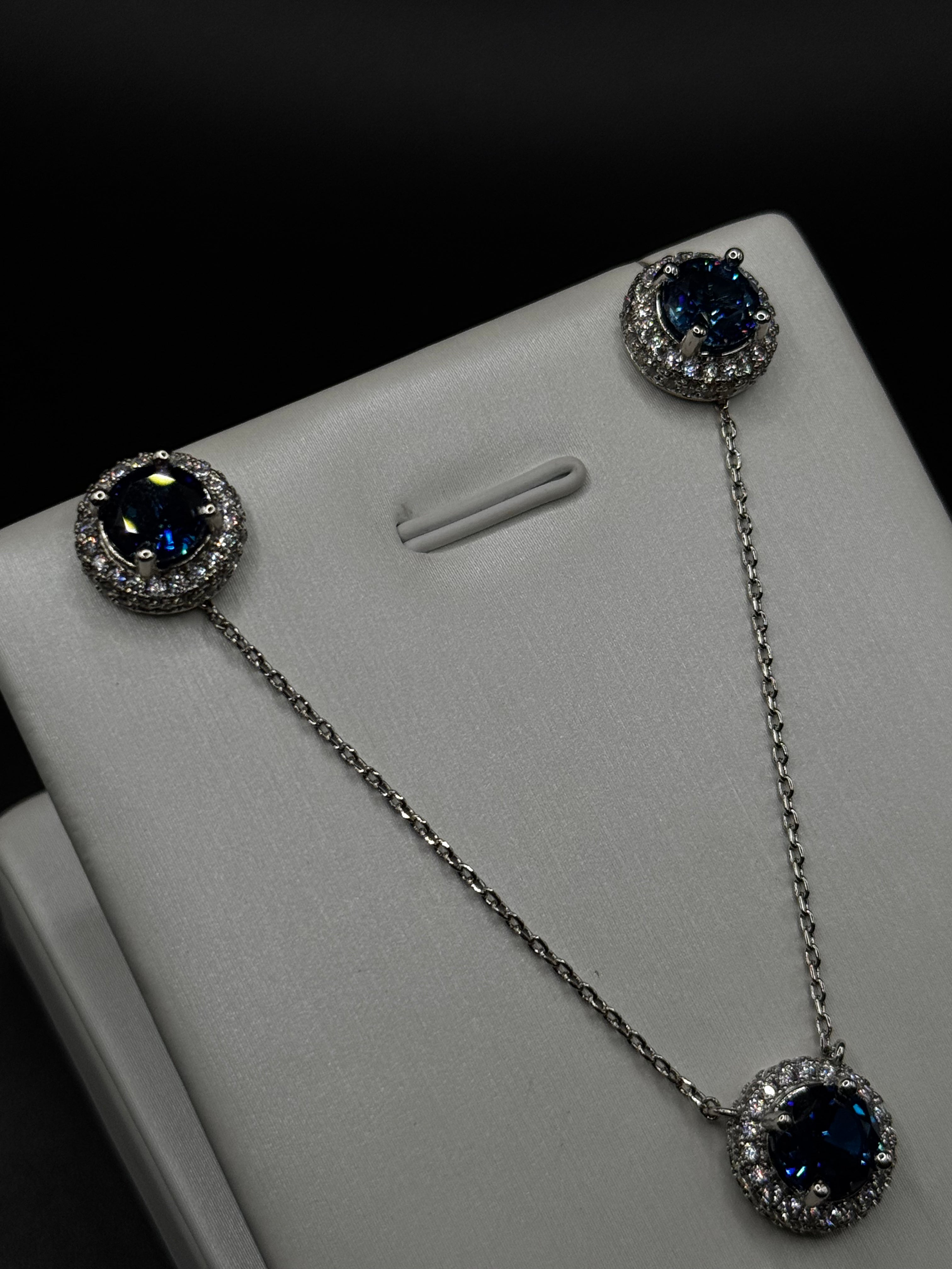 Rhodium-Plated Set with Blue Jeans Cubic Zirconia