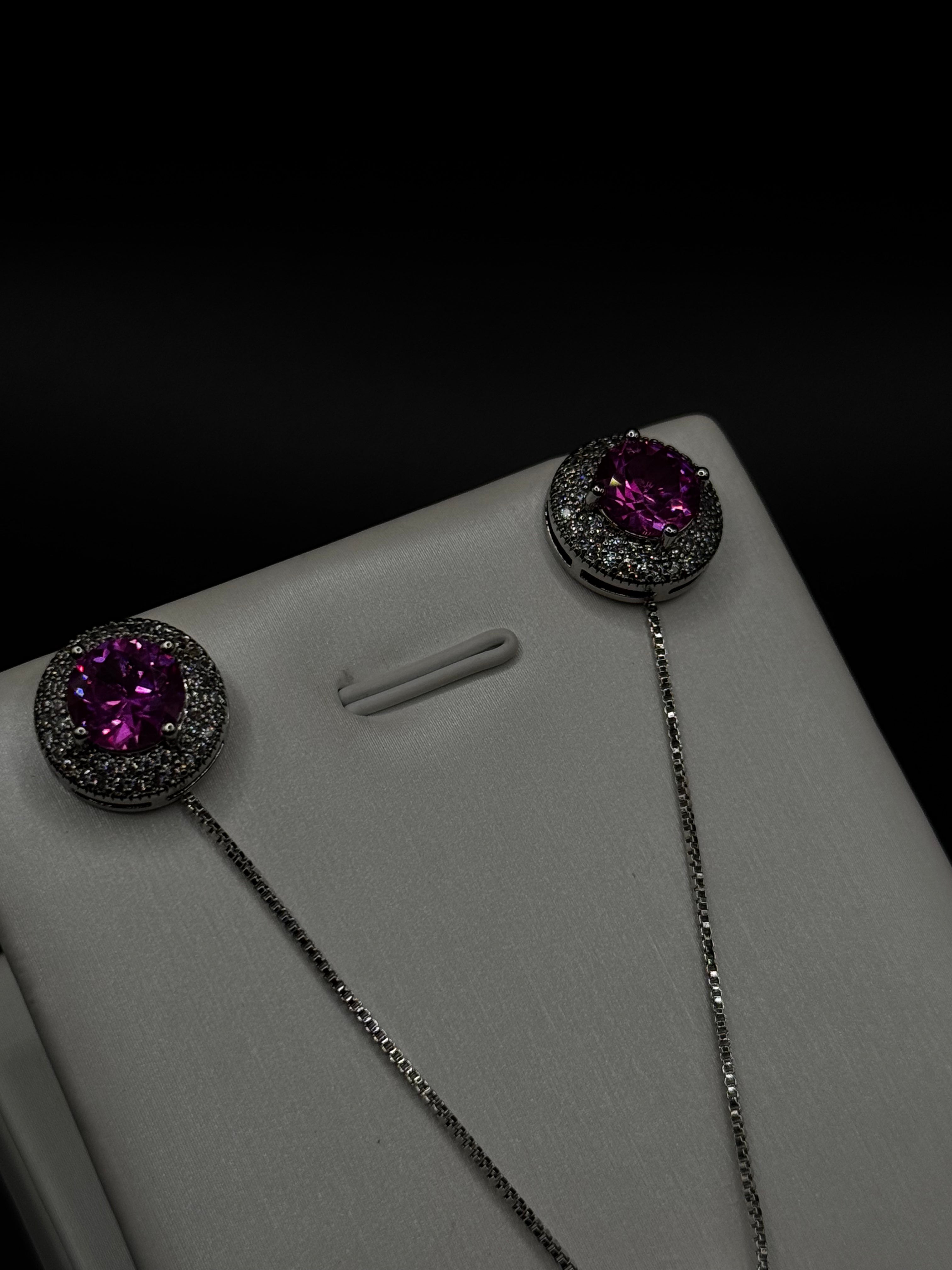 Rhodium-plated jewelry set with a mint tourmaline solitaire pendant