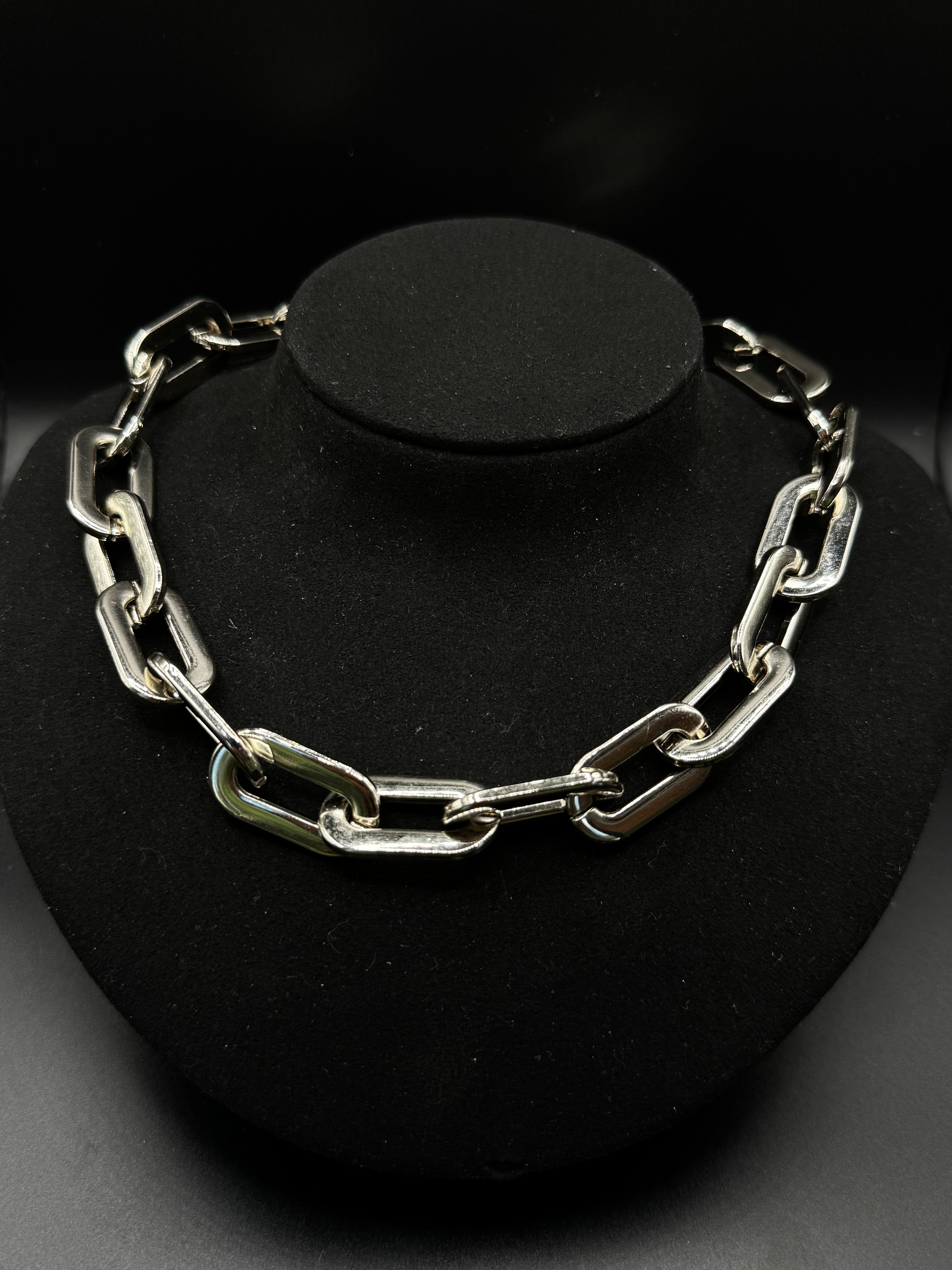 Rhodium-Plated Link Necklace