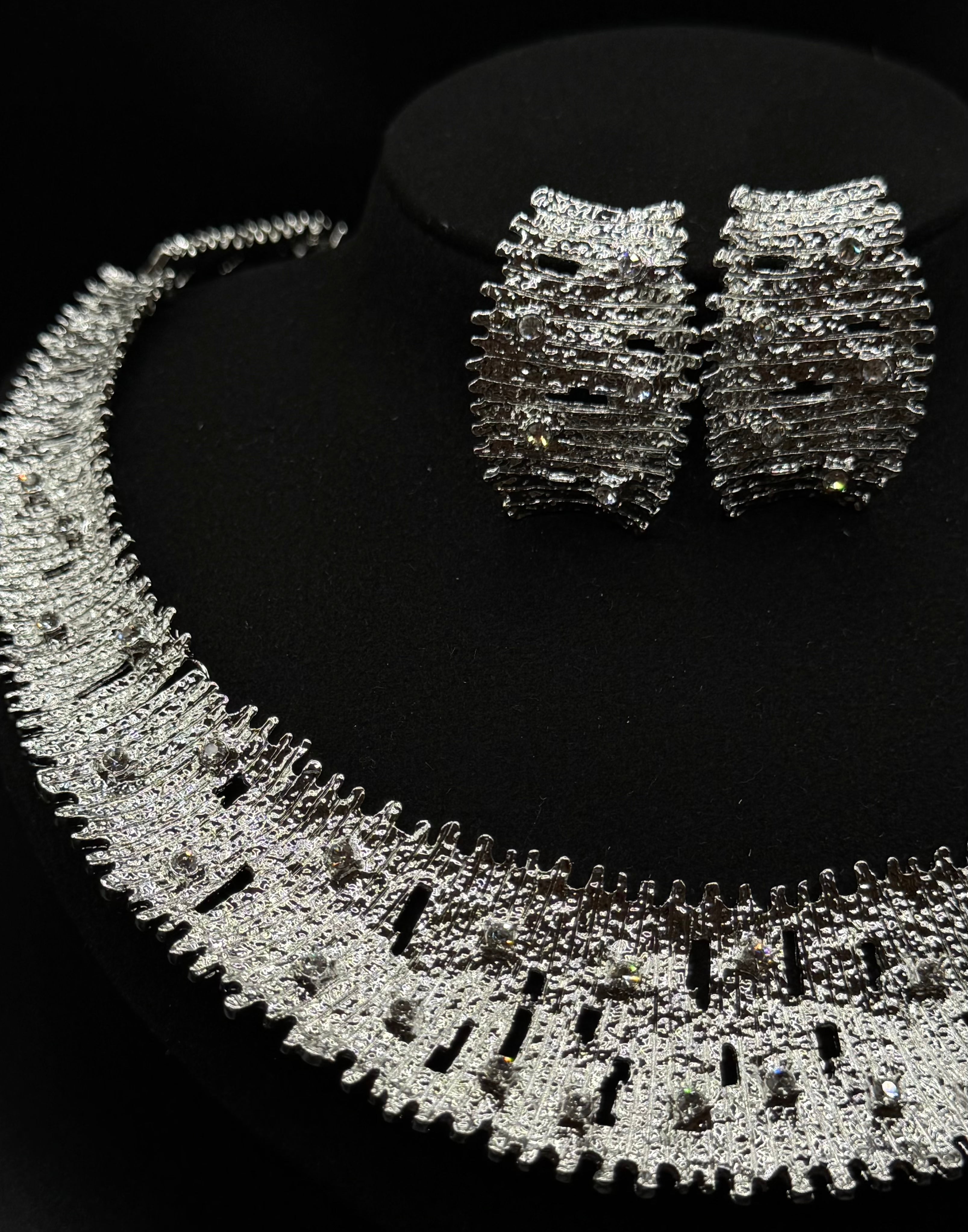 Choker Set with Clear Cubic Zirconia Details