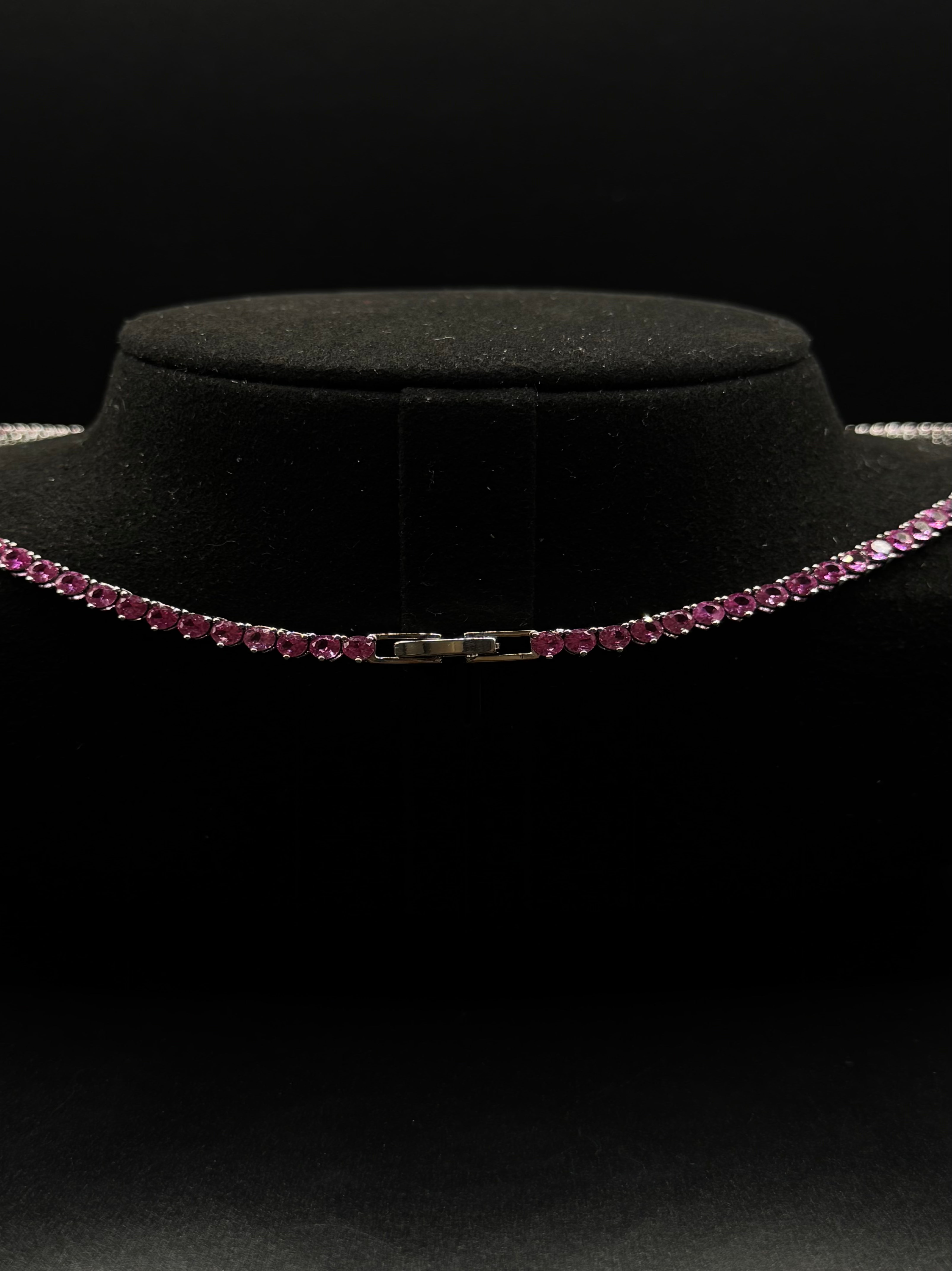 42cm Rhodium-Plated 4mm Riviera Necklace
