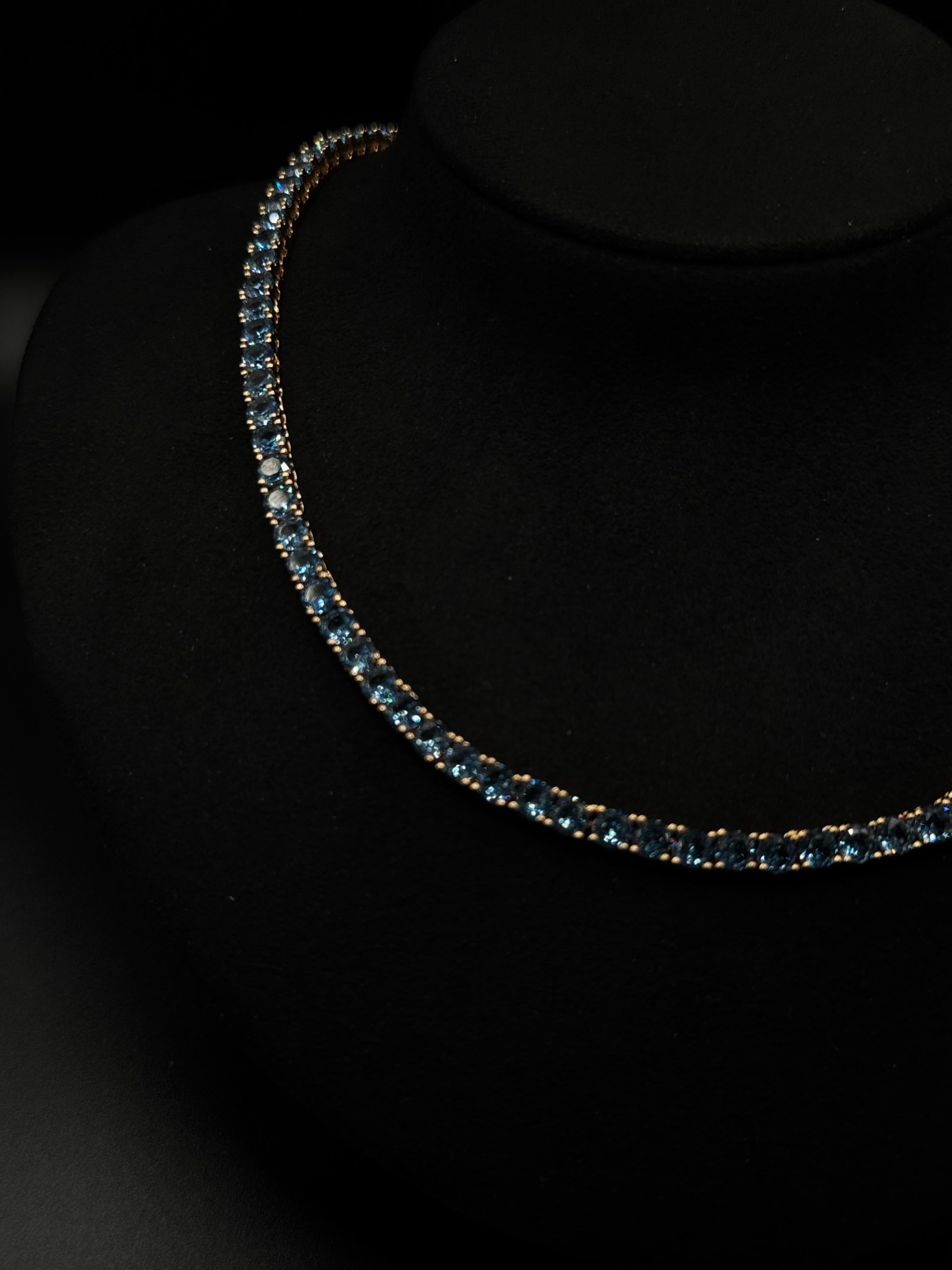 4mm Pink Sapphire Zirconia Riviera Necklace with 4-prong setting, 18k gold-plated, 42 cm