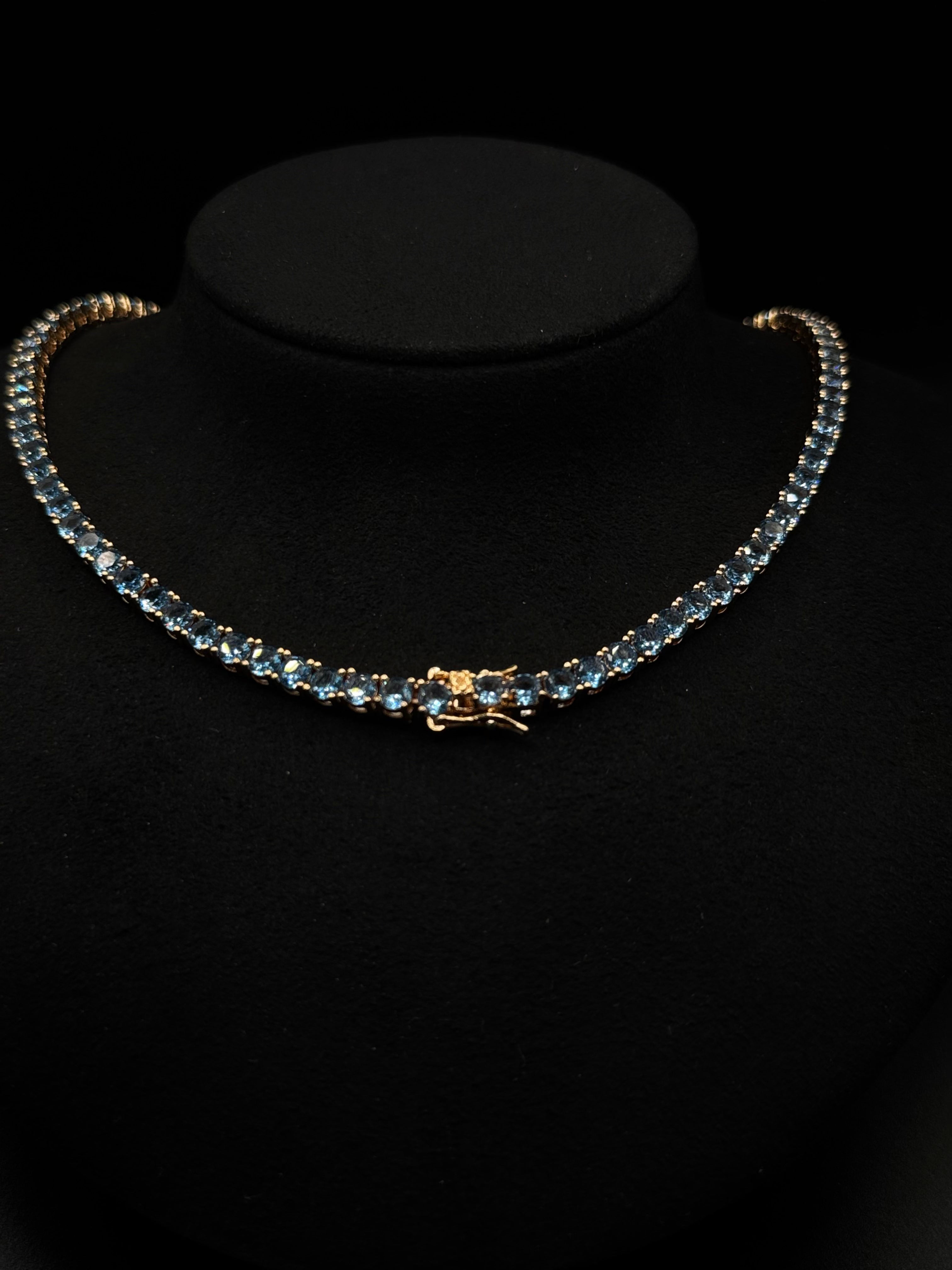4mm Pink Sapphire Zirconia Riviera Necklace with 4-prong setting, 18k gold-plated, 42 cm
