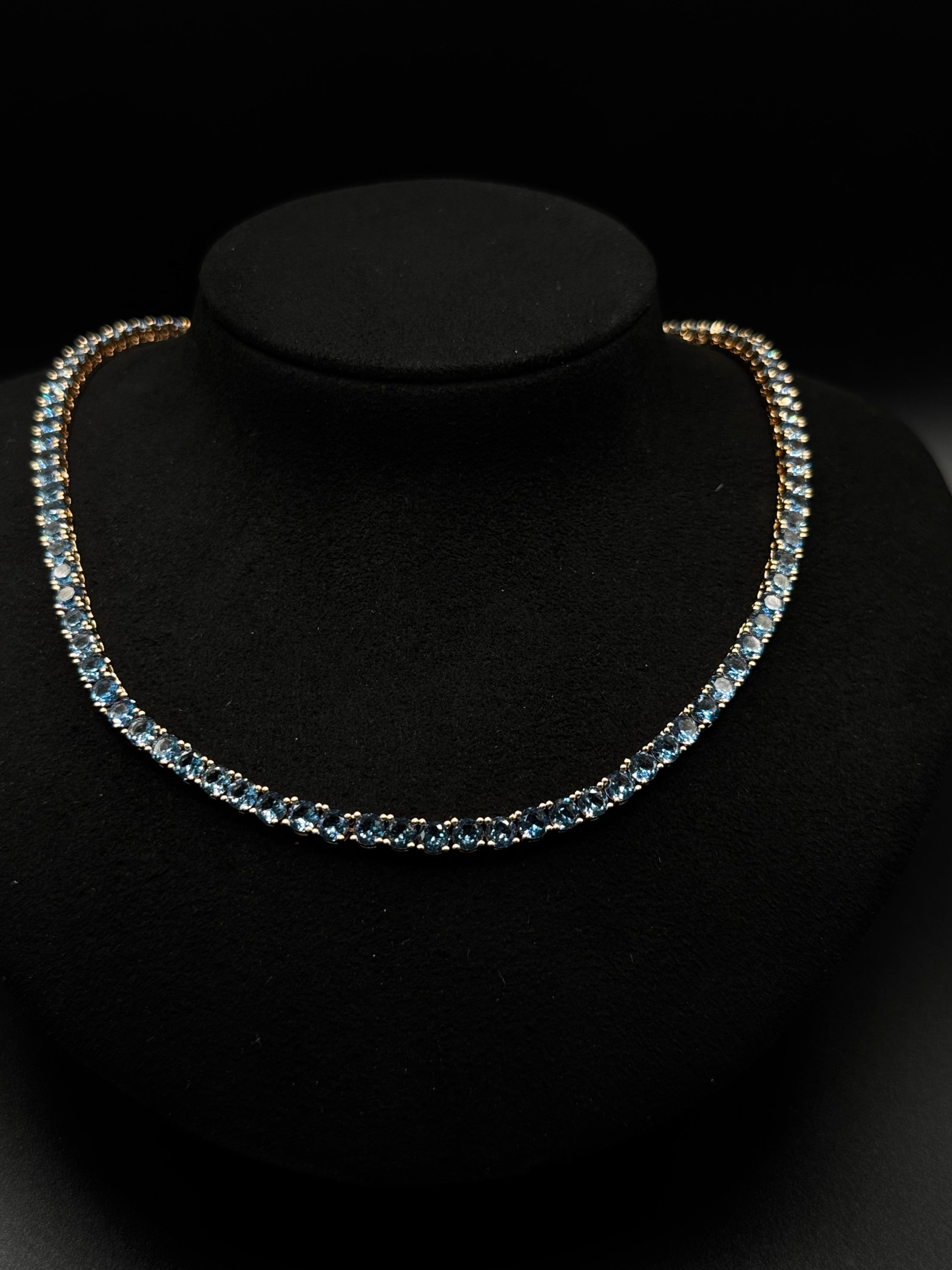 4mm Pink Sapphire Zirconia Riviera Necklace with 4-prong setting, 18k gold-plated, 42 cm