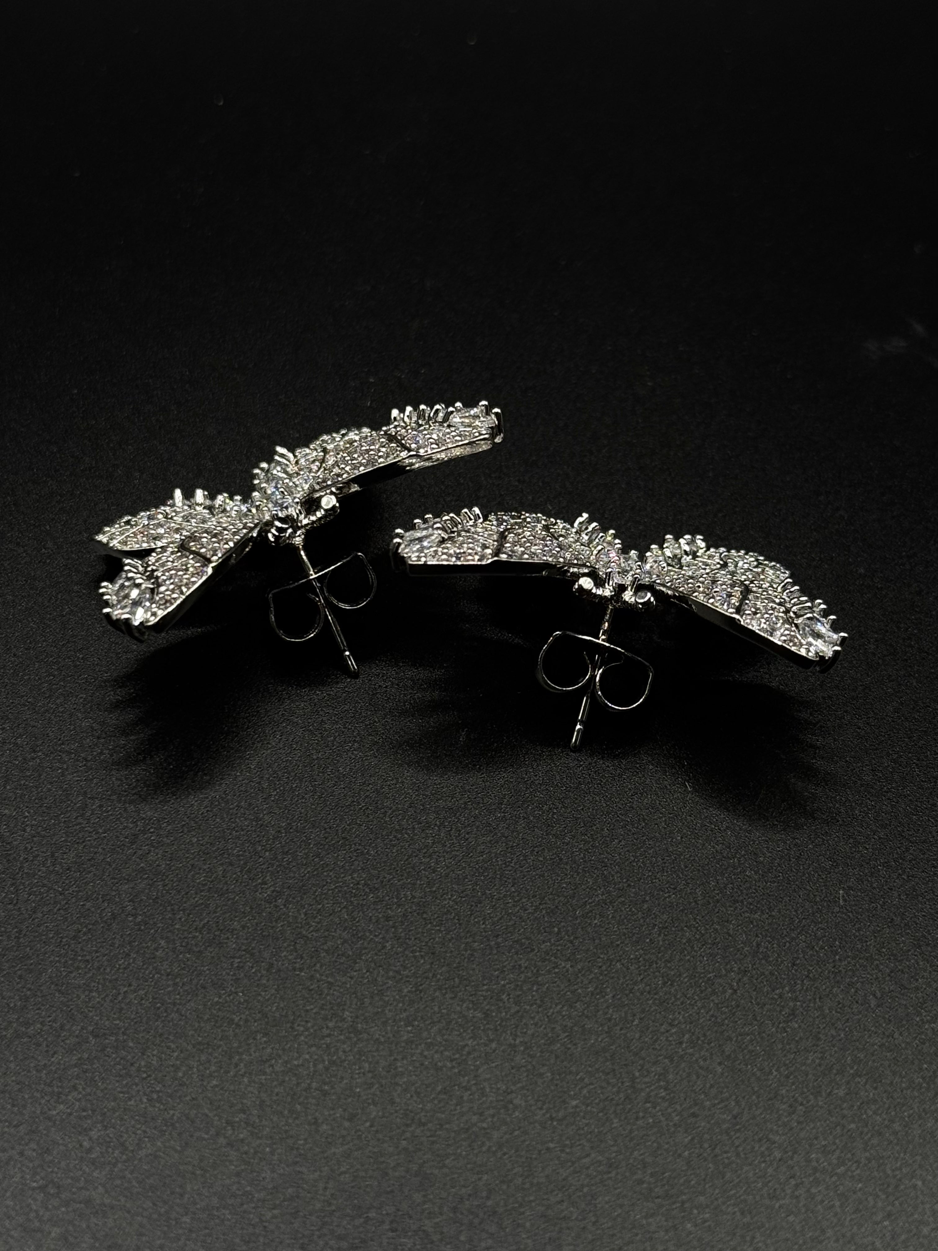 Butterfly earring fully encrusted with crystal zirconia stone