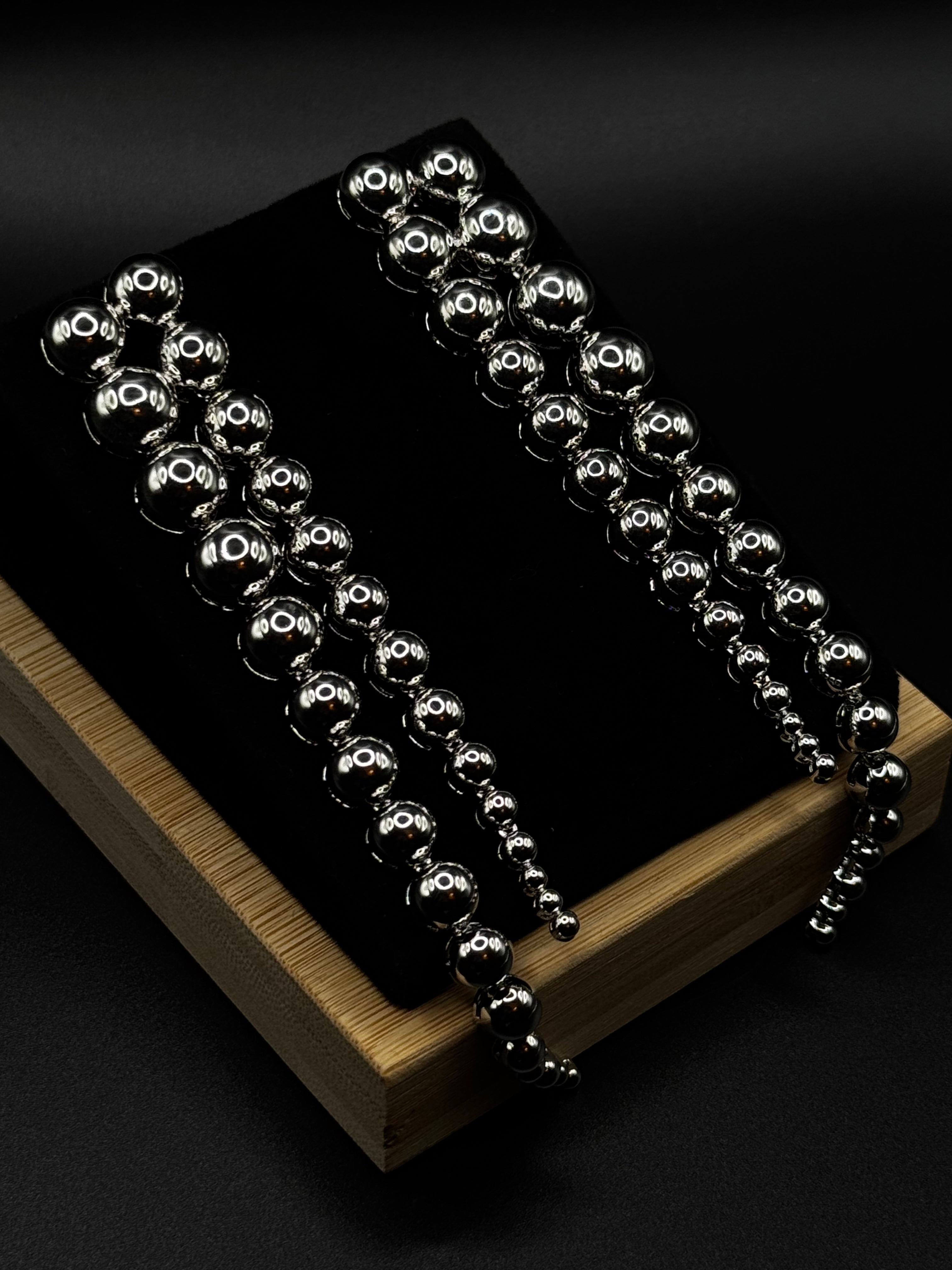 Long sphere earring plated