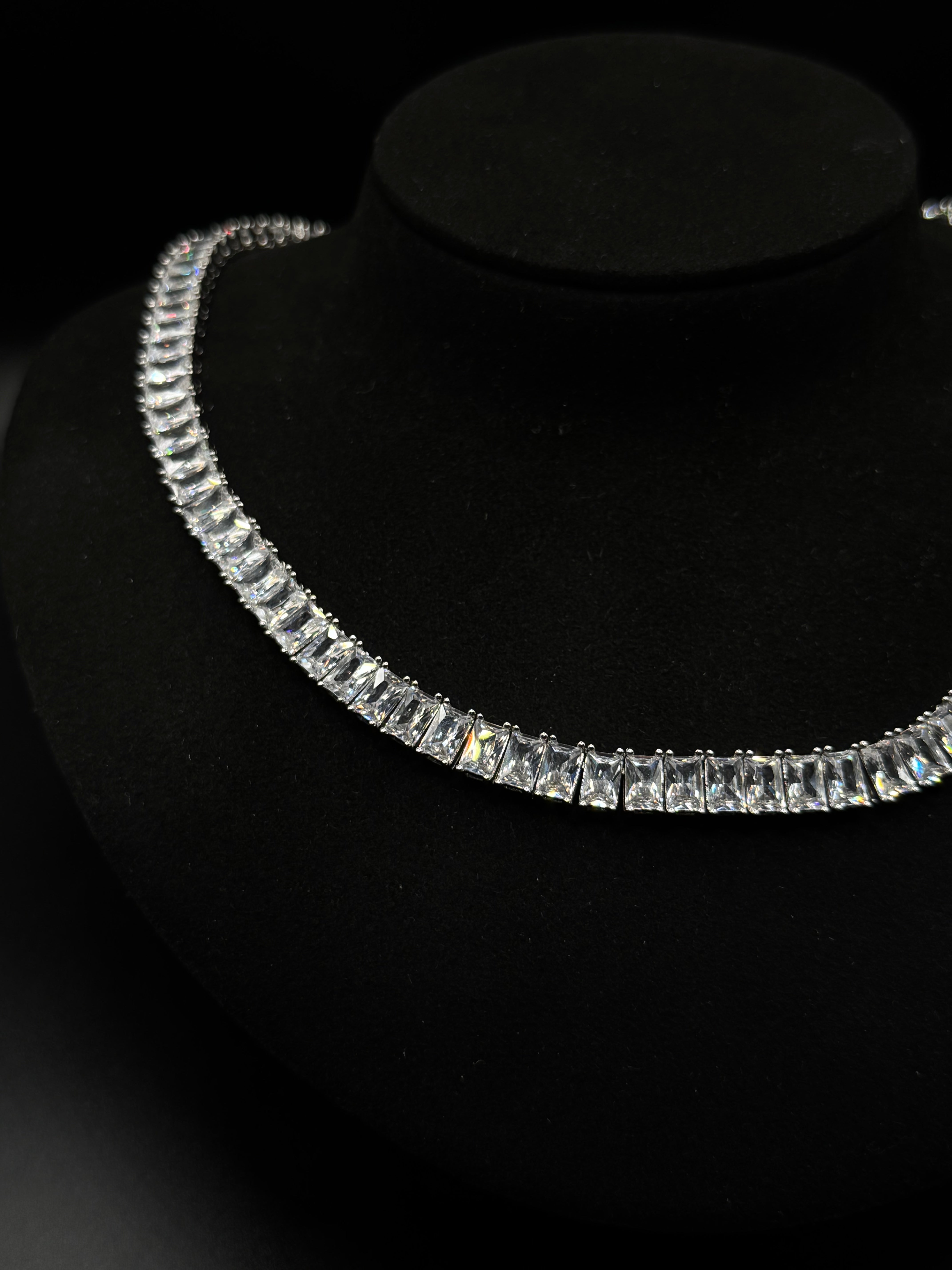 42cm Clear Baguette Riviera Necklace