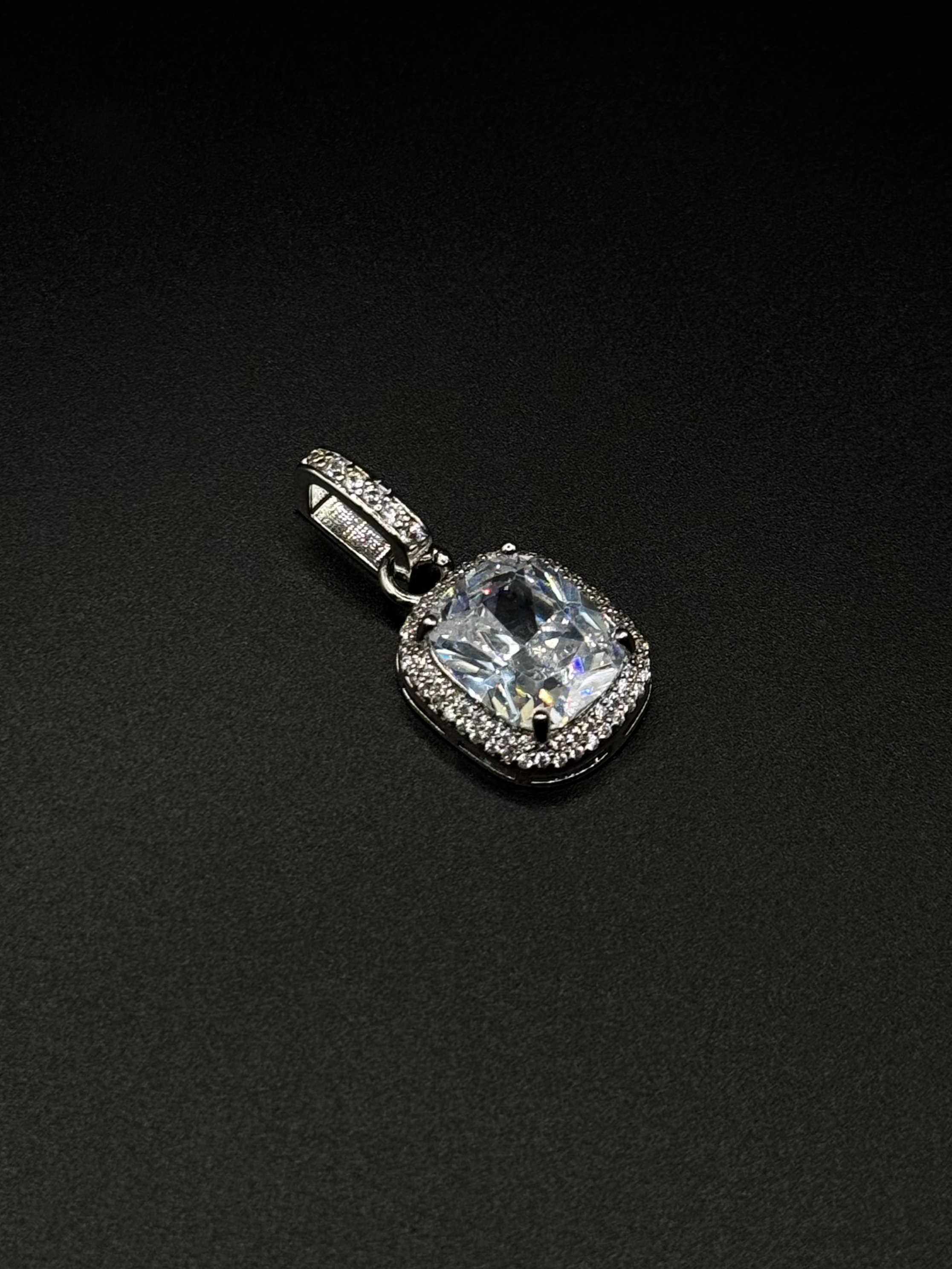 Square Pendant with Cubic Zirconia Around It
