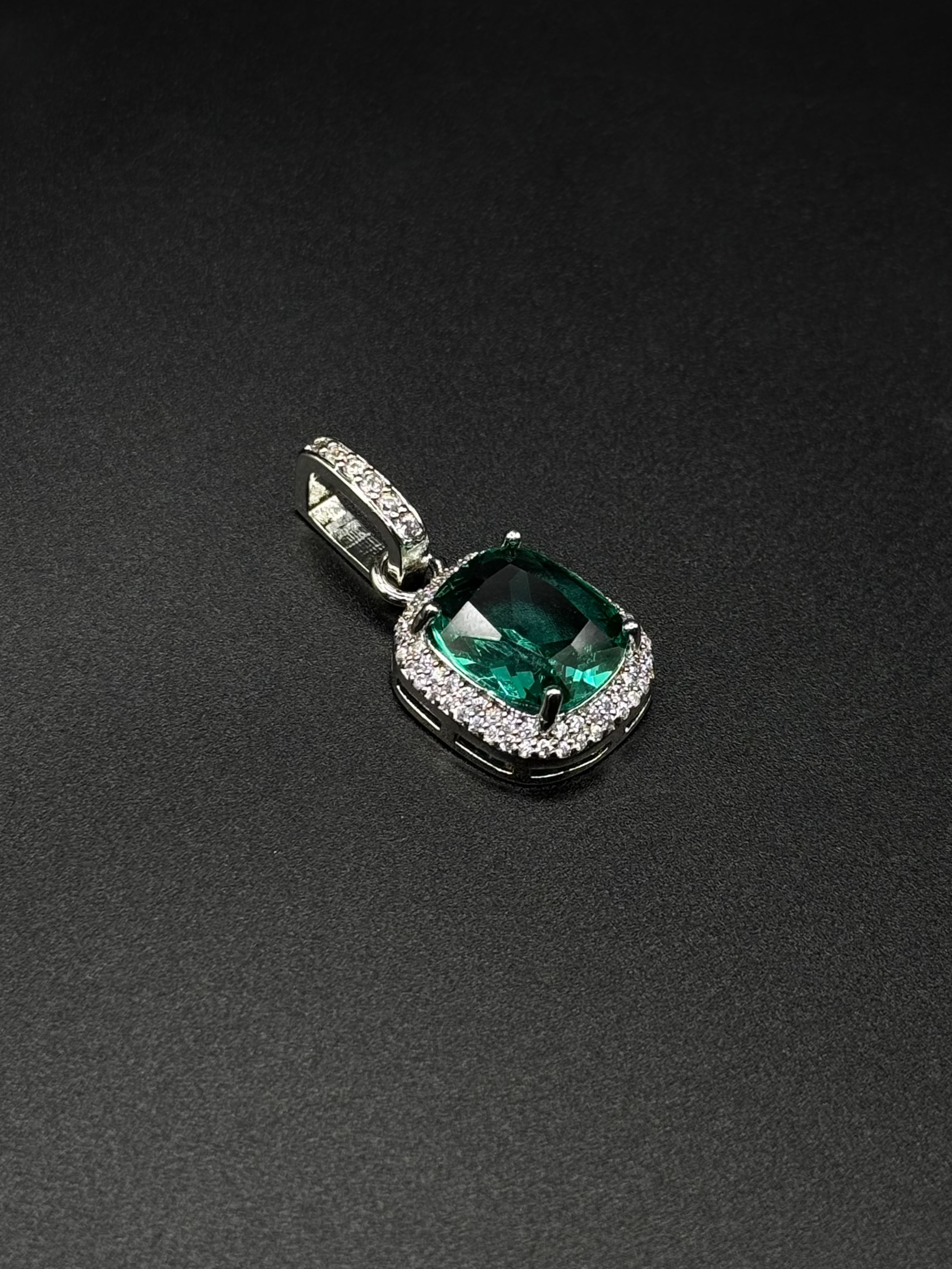 Square Pendant with Cubic Zirconia Around It