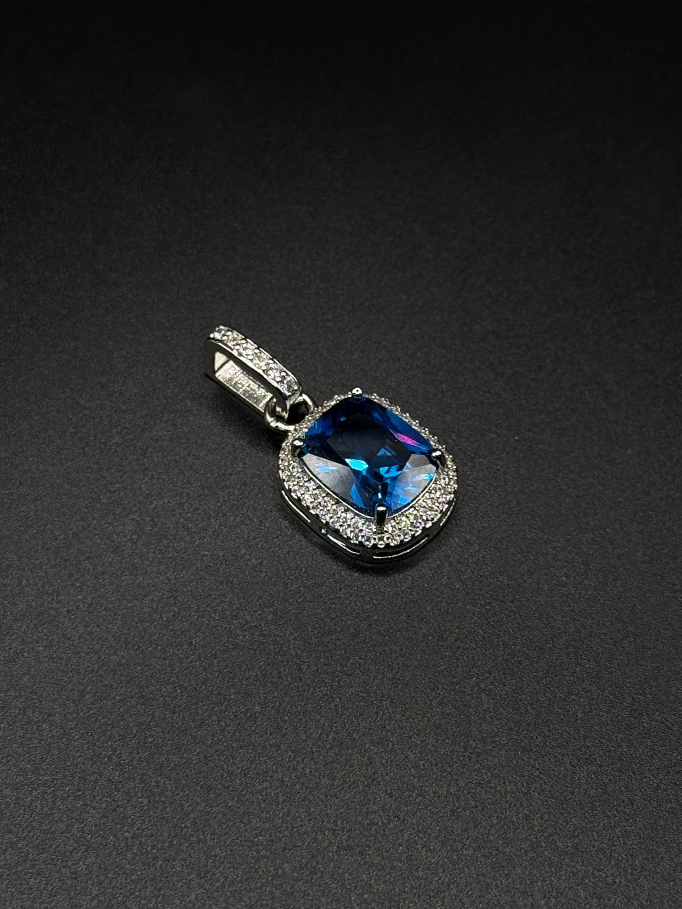 Square Pendant with Cubic Zirconia Around It