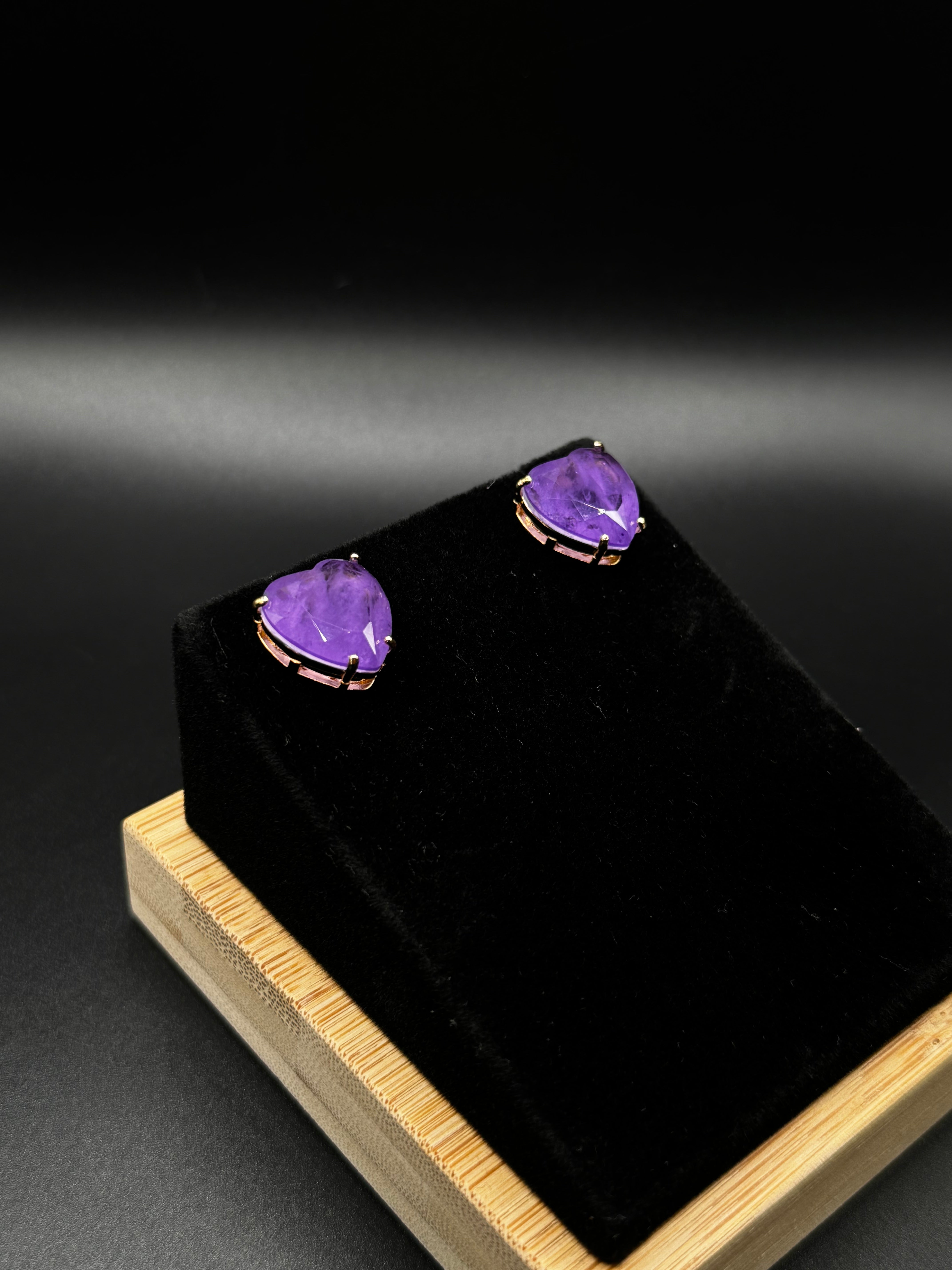 Heart-Shaped Earrings with Fusion Stone