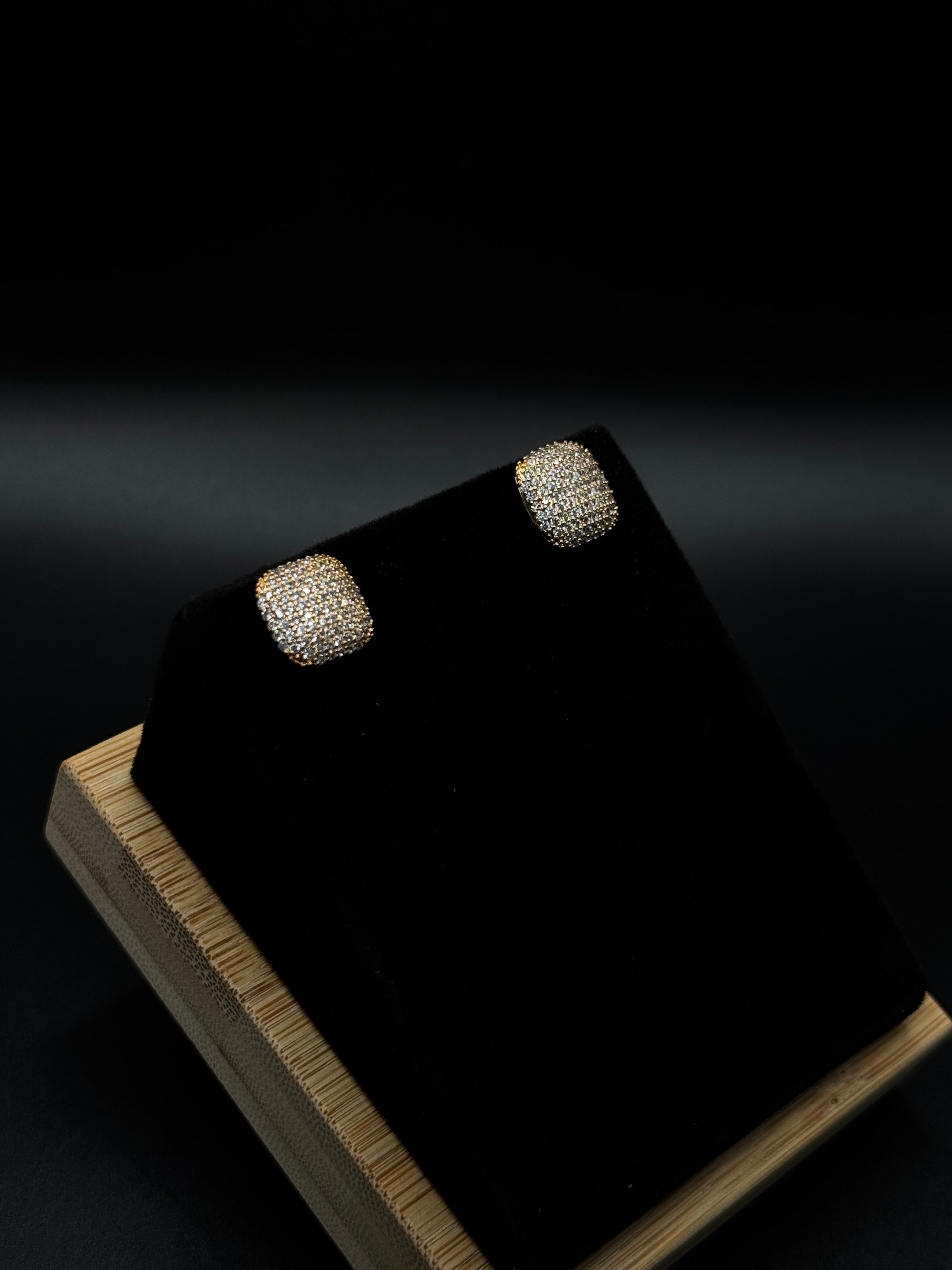 Square Earrings Paved with Clear Cubic Zirconia