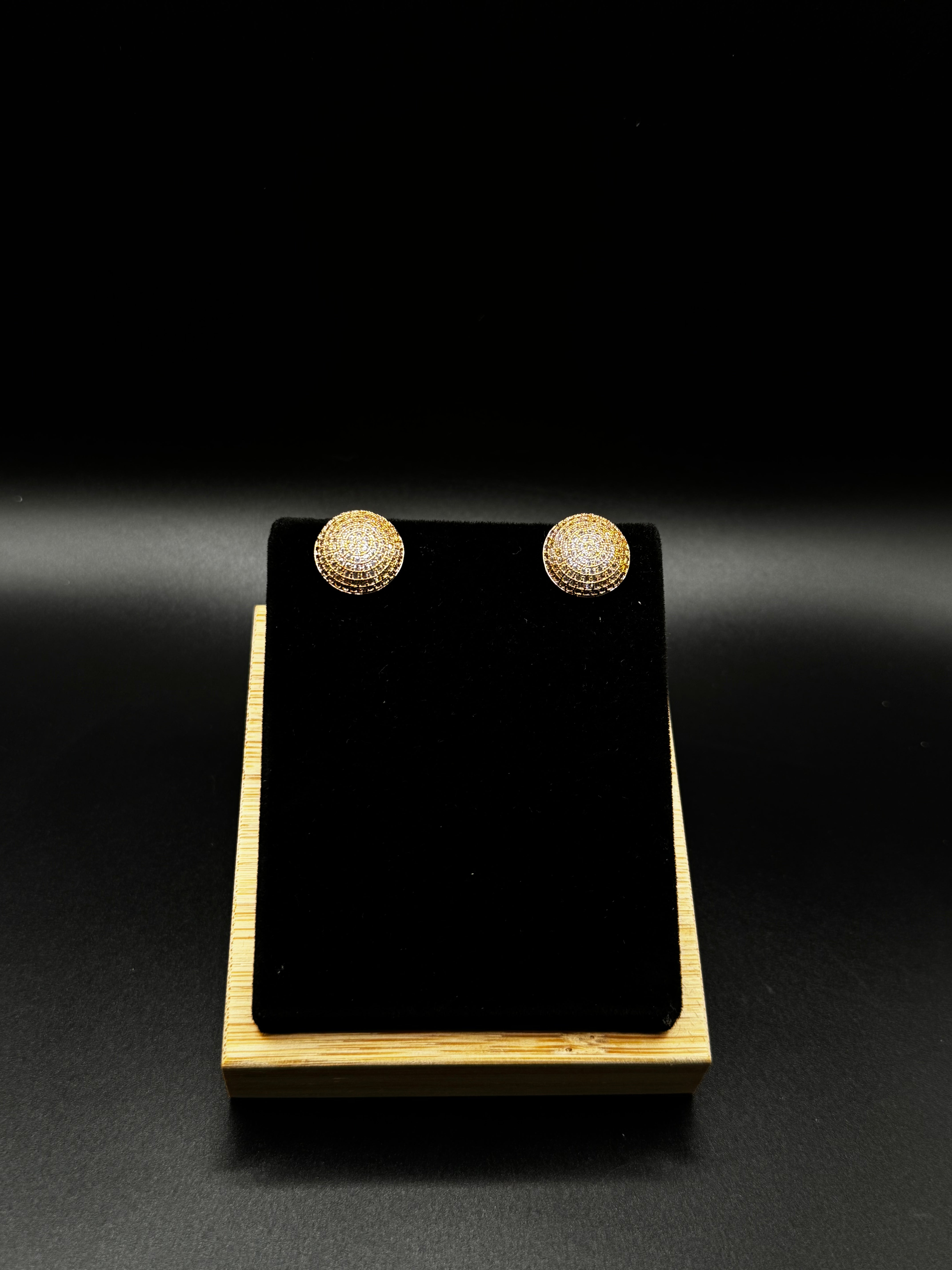 18K Gold-Plated Earrings Paved with Clear Zirconia