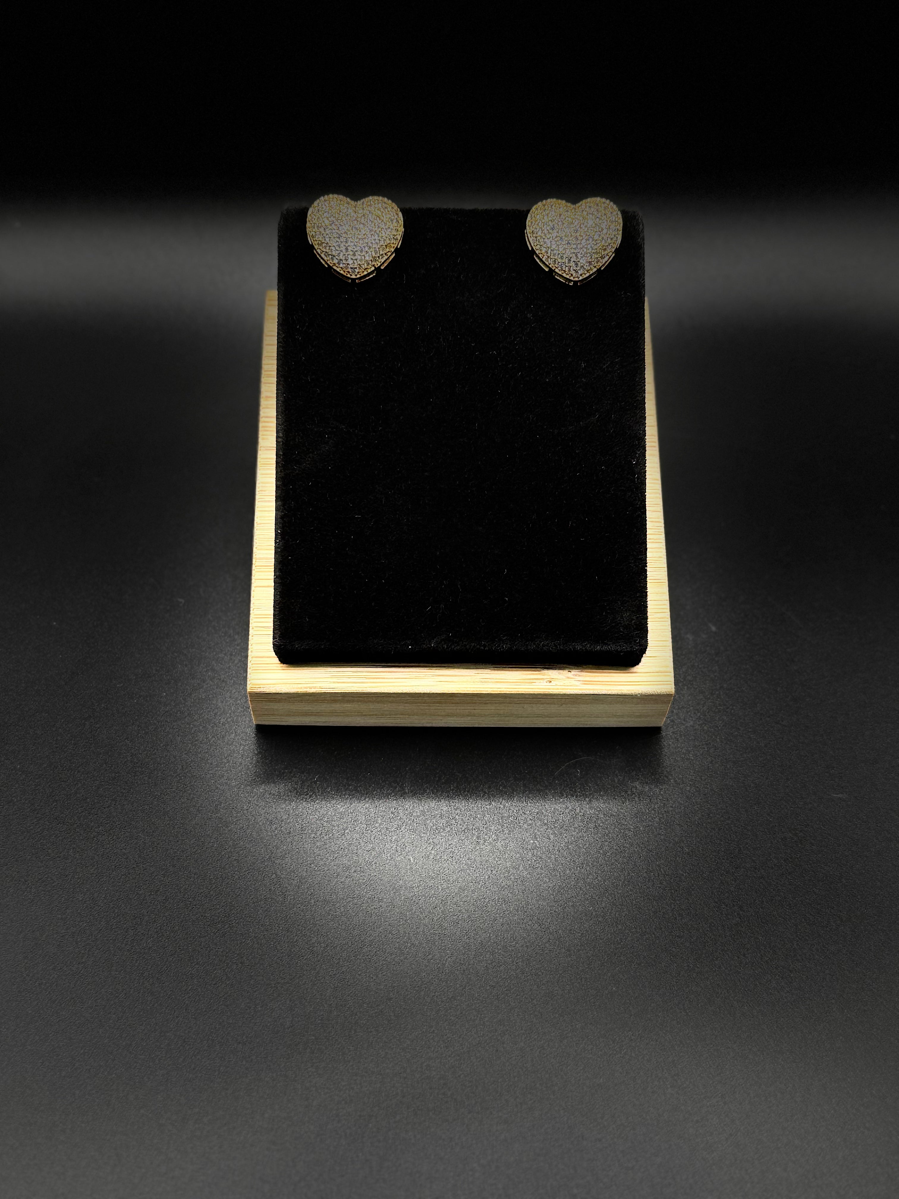 Heart Earrings Paved with Clear  Zirconia