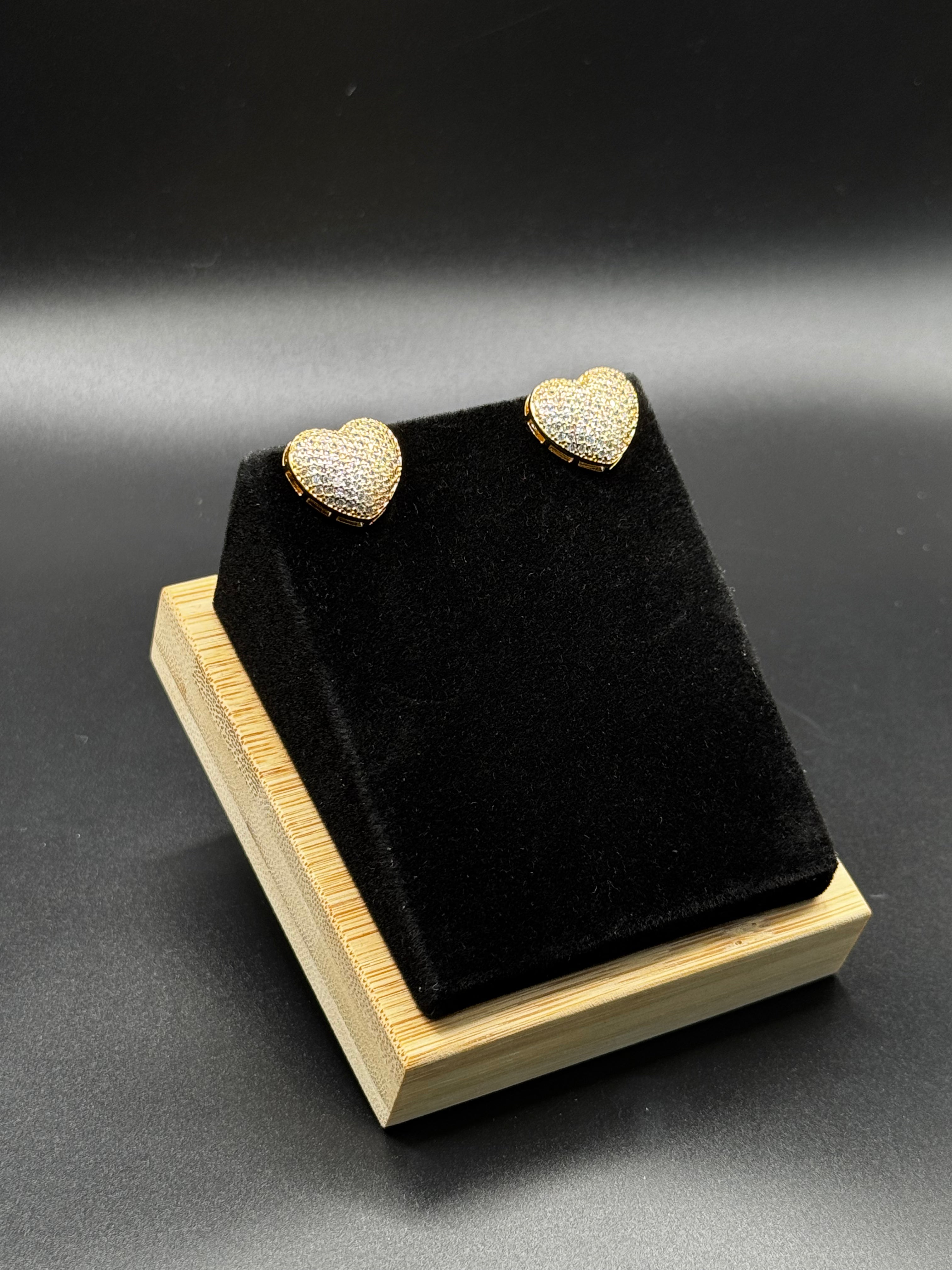 Heart Earrings Paved with Clear  Zirconia
